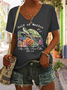 Lässig Geometrisch V-Ausschnitt Kurzarm T-Shirt