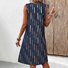 Damen Geometrisch Sommer Kleid V-Ausschnitt Ärmellos Tanktop A-Linien-Kleid