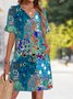 Damen Geblümt Sommer Kleid V-Ausschnitt Ärmellos Tanktop A-Linien-Kleid