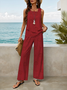 Damen Geblümt Print Zweiteiliges Set Täglich Ärmellos Lässig Sommer Bluse mit Hose Matching Set