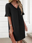 Damen Geometrisch Sommer Kleid V-Ausschnitt Ärmellos Tanktop A-Linien-Kleid