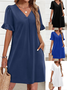 Damen Geometrisch Sommer Kleid V-Ausschnitt Ärmellos Tanktop A-Linien-Kleid
