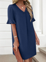 Damen Geometrisch Sommer Kleid V-Ausschnitt Ärmellos Tanktop A-Linien-Kleid