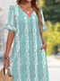 Damen Gestreift Sommer Kleid V-Ausschnitt Ärmellos Tanktop A-Linien-Kleid