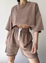 Damen Unifarben Zweiteiliges Set Täglich Halbarm Lässig Sommer Kurze Sets Matching Set