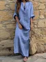 Damen Gestreift Frühling/Herbst Print Kleid U-Ausschnitt Langarm Tanktop A-Linien-Kleid