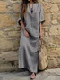 Damen Gestreift Frühling/Herbst Print Kleid U-Ausschnitt Langarm Tanktop A-Linien-Kleid