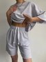Damen Unifarben Zweiteiliges Set Täglich Halbarm Lässig Sommer Kurze Sets Matching Set