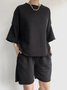 Damen Unifarben Zweiteiliges Set Täglich Halbarm Lässig Sommer Kurze Sets Matching Set