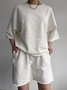 Damen Unifarben Zweiteiliges Set Täglich Halbarm Lässig Sommer Kurze Sets Matching Set
