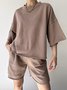 Damen Unifarben Zweiteiliges Set Täglich Halbarm Lässig Sommer Kurze Sets Matching Set