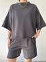 Damen Unifarben Zweiteiliges Set Täglich Halbarm Lässig Sommer Kurze Sets Matching Set