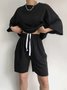 Damen Unifarben Zweiteiliges Set Täglich Halbarm Lässig Sommer Kurze Sets Matching Set