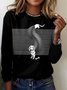 Retro Kariert Rundhals Langarm T-Shirt