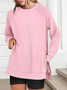 Lässig Rundhals Unifarben Sweatshirt