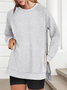 Lässig Rundhals Unifarben Sweatshirt