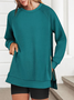 Lässig Rundhals Unifarben Sweatshirt