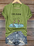 Lässig Textbriefe V-Ausschnitt Kurzarm T-Shirt