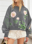 Lässig Rundhals Geblümt Sweatshirt