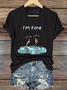 Lässig Textbriefe V-Ausschnitt Kurzarm T-Shirt