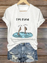 Lässig Textbriefe V-Ausschnitt Kurzarm T-Shirt