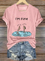 Lässig Textbriefe V-Ausschnitt Kurzarm T-Shirt