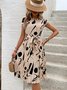 Damen Abstrakt Grafik Sommer Print Kleid V-Ausschnitt Kurzarm Tanktop A-Linien-Kleid