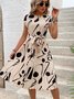 Damen Abstrakt Grafik Sommer Print Kleid V-Ausschnitt Kurzarm Tanktop A-Linien-Kleid