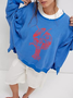 Lässig Rundhals Tier Sweatshirt