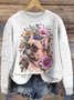 Damen Wolle/Stricken Tier Langarm Bequem Lässig Pullover