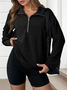 Lässig Hemdkragen Unifarben Sweatshirt