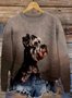 Damen Wolle/Stricken Tier Langarm Bequem Lässig Pullover