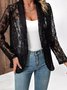 Damen Frühling/Herbst Oberbekleidung Sexy Stickerei Geblümt Dreiviertelärmel Schalkragen Jacke