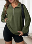 Lässig Hemdkragen Unifarben Sweatshirt