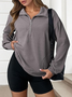 Lässig Hemdkragen Unifarben Sweatshirt