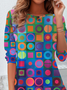 Lässig Geometrisch Rundhals Langarm T-Shirt