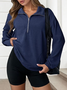 Lässig Hemdkragen Unifarben Sweatshirt