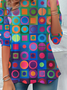 Lässig Geometrisch Rundhals Langarm T-Shirt