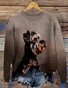 Damen Wolle/Stricken Tier Langarm Bequem Lässig Pullover