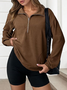 Lässig Hemdkragen Unifarben Sweatshirt