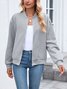 Damen Frühling/Herbst Oberbekleidung Lässig Unifarben Langarm Stehkragen Jacke