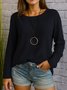 Lässig Unifarben Rundhals Langarm T-Shirt