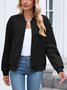 Damen Frühling/Herbst Oberbekleidung Lässig Unifarben Langarm Stehkragen Jacke