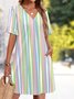 Damen Unifarben Sommer Kleid V-Ausschnitt Kurzarm Passen & Flare Kleid A-Linien-Kleid