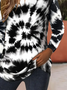 Lässig Tie-Dye-Muster Rundhals Langarm T-Shirt