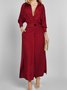 Damen Unifarben Frühling/Herbst Nahtverarbeitung Kleid V-Ausschnitt Langarm Tanktop A-Linien-Kleid