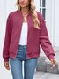 Damen Frühling/Herbst Oberbekleidung Lässig Unifarben Langarm Stehkragen Jacke