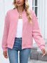 Damen Frühling/Herbst Oberbekleidung Lässig Unifarben Langarm Stehkragen Jacke