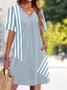 Damen Unifarben Sommer Kleid V-Ausschnitt Kurzarm Passen & Flare Kleid A-Linien-Kleid