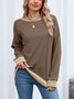 Lässig Rundhals Farbblock Sweatshirt